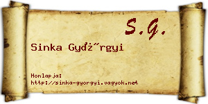 Sinka Györgyi névjegykártya